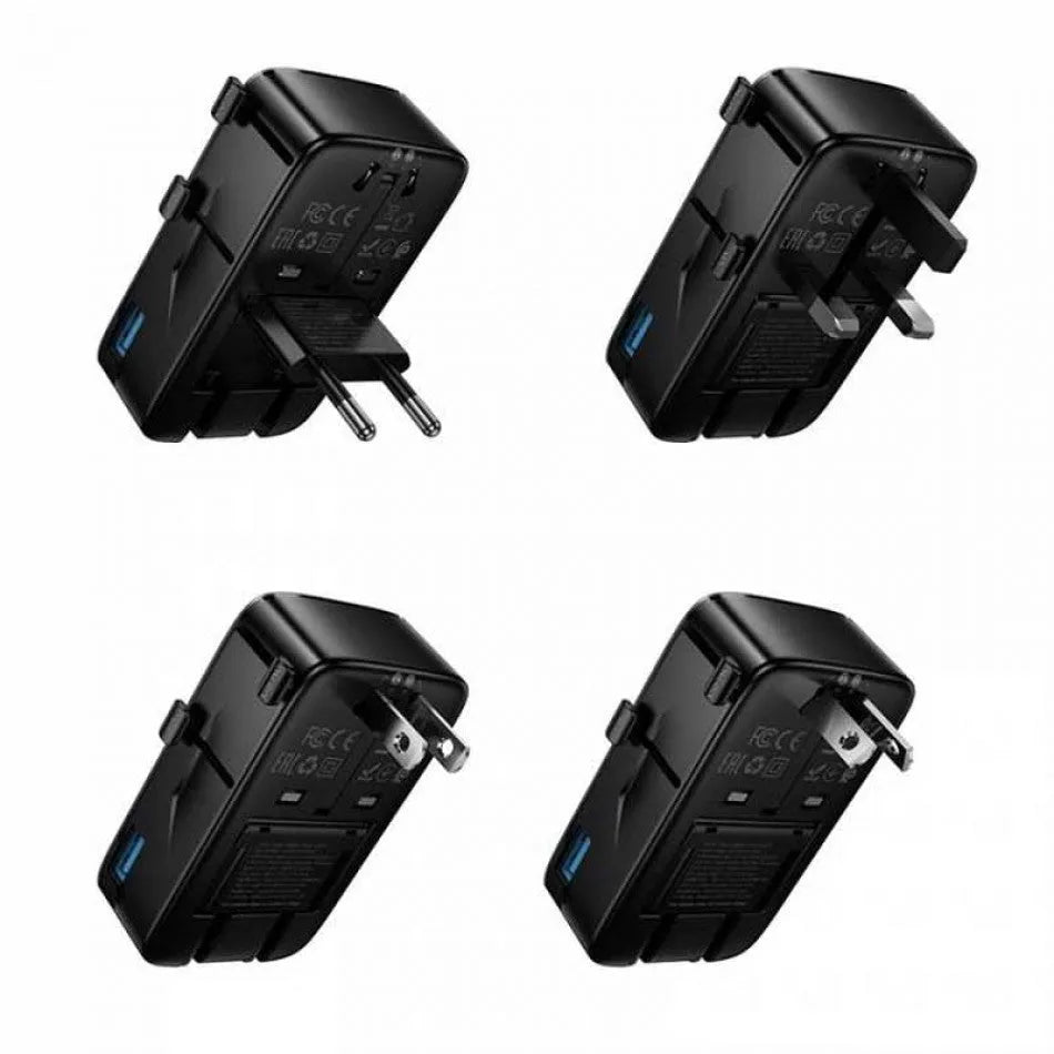 Hoco AC35 Changer 3-Port 2C1A Universal Ultra-Thin Conversion Charger 15W Black