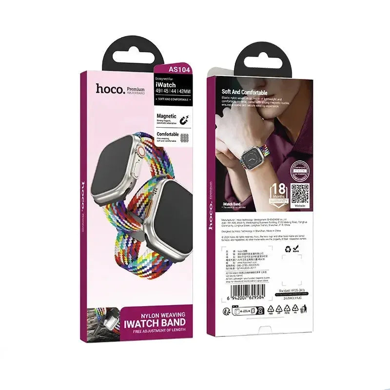 Hoco AS104 Lightweight Nylon Braided Magnetic Buckle Strap For iWatch 42/44/45/49mm Seven Colour