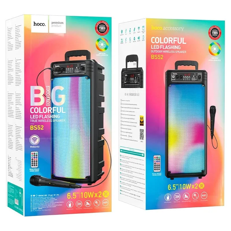 Hoco BS52 Full Board Light Dual 6.5 inch Bluetooth Speaker