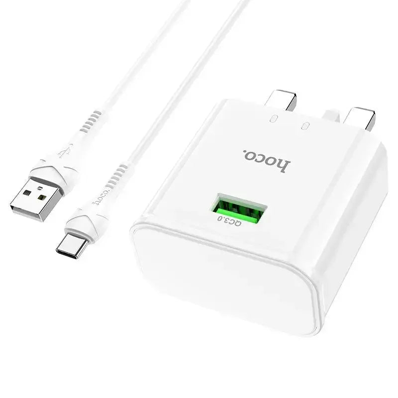 Hoco C92B QC 3.0 Single Port Type-C Charger Set White