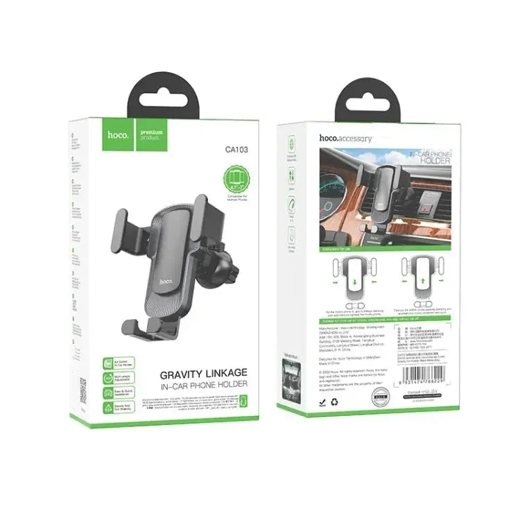 Hoco CA103 Gravity Linkage Multy Adjust In-Car Phone Holder Metal Gray