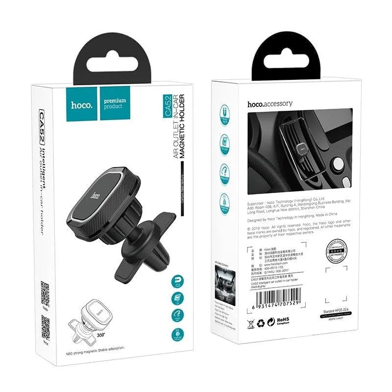 Hoco CA52 Intelligent Air Outlet In-Car Magnetic Car Holder (Black)