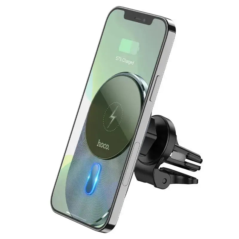 Hoco CA91 Magic Magnetic Car-Vent 15W Wireless Charger Grey