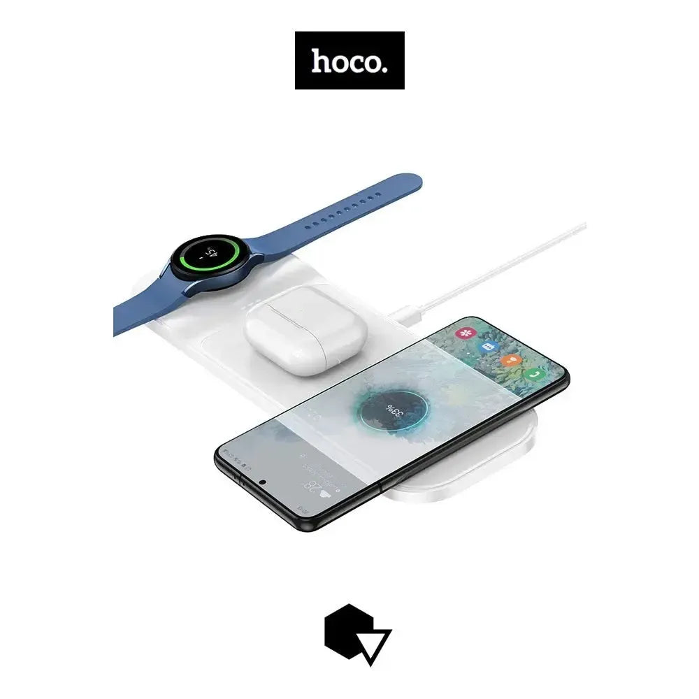 Hoco CQ6 Ultra Thin 23W Samsung Watch 3-in-1 Wireless Fast Charger Black