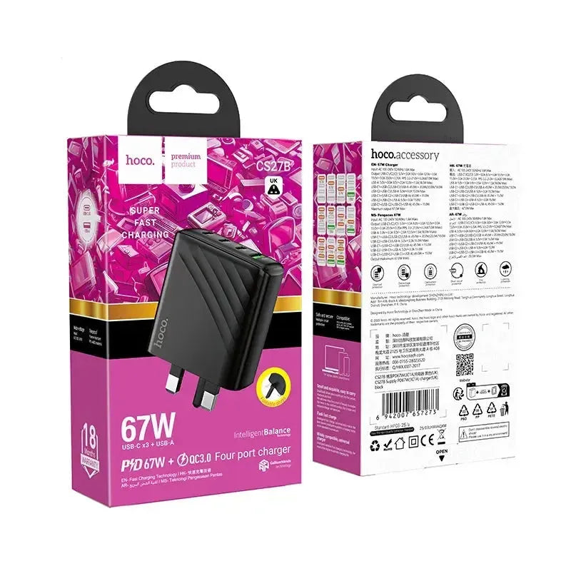 Hoco CS27B 4 OutPut Supply PD67W 3C1A Charger
