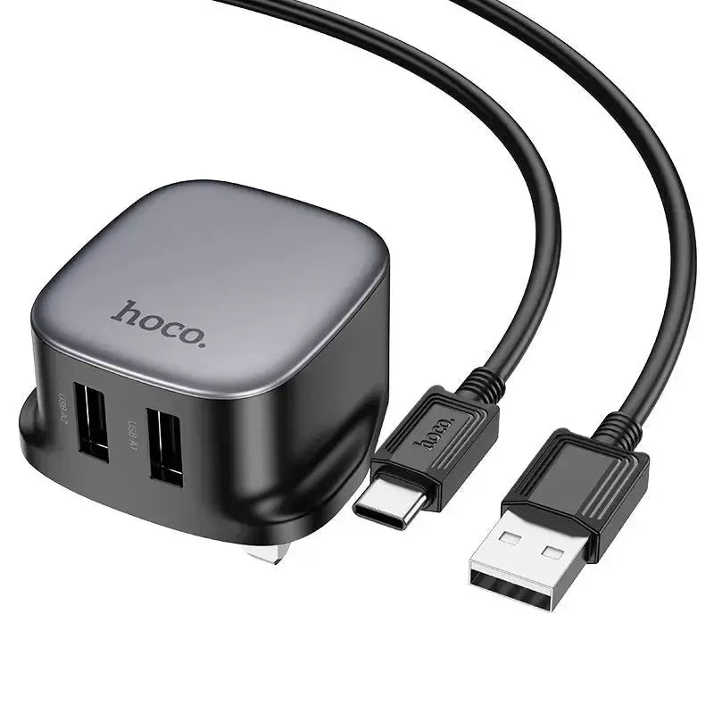 Hoco CS31B Ray Dual Port Charger Set Type-C Black