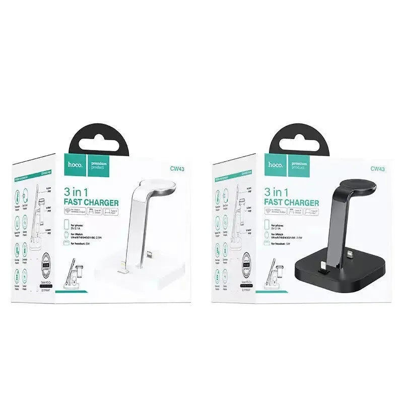 Hoco CW43 Graceful 3-In-1 Charging Dock Stand White