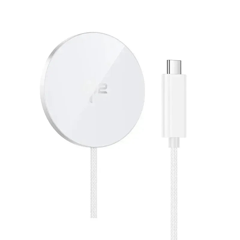 Hoco CW63 Fast Qi2 Braided Magnetic Wireless Fast Charger 15W White
