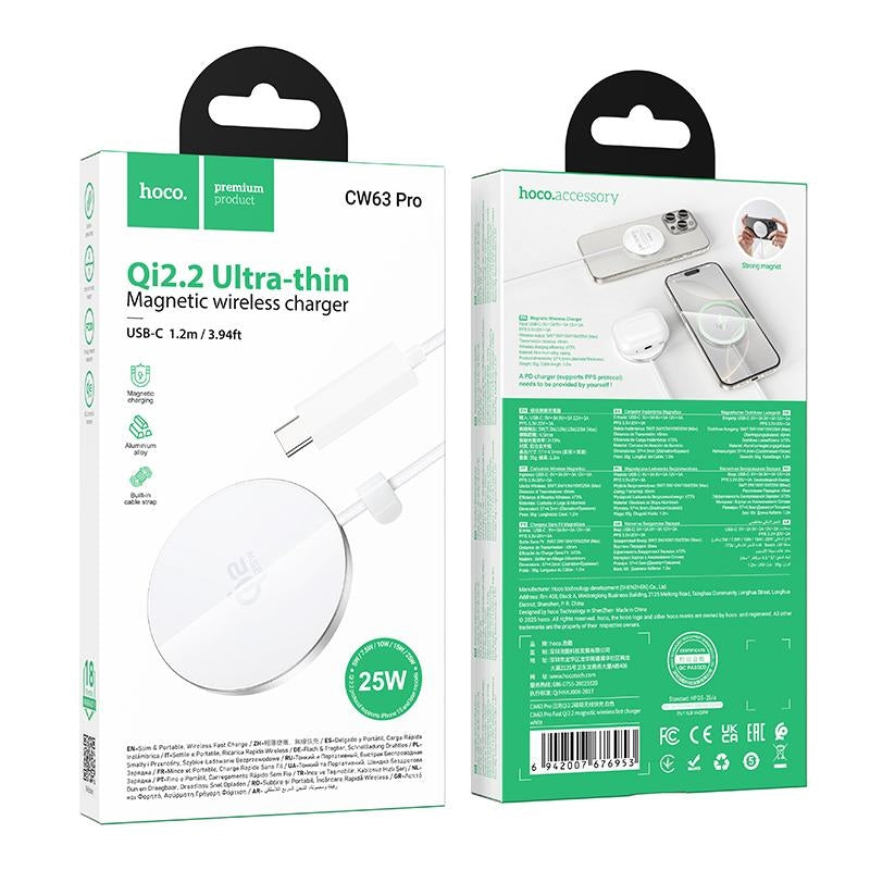 Hoco CW63 Pro Fast Qi2.2 Magnetic Wireless Fast Charger 25W White