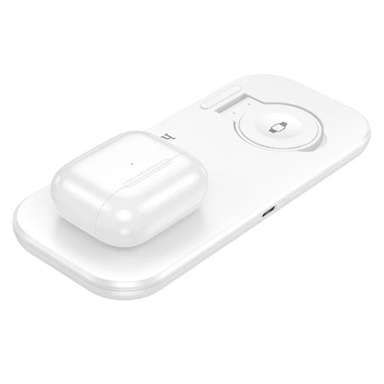 Hoco CW65 North 3 In 1 Desktop Wireless Fast Charger White