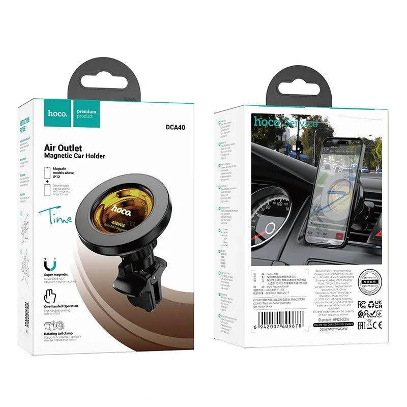 Hoco DCA40 Time Air Outlet Magnetic Magsafe Car Holder Black
