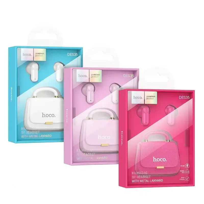 Hoco DES35 Dawn Handbag Metal Landyard BT Headset Pink