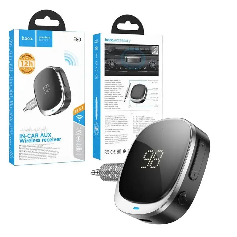 Hoco E80 Travel Car AUX BT Receiver Black