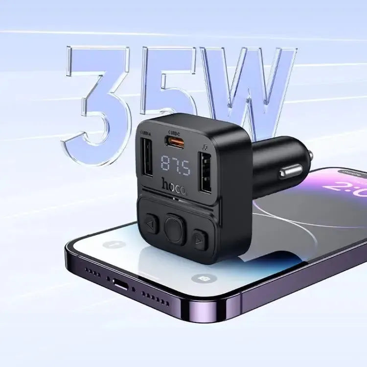 Hoco E87 Delta 35W 2A & 1C Car BT FM Transmitter Black