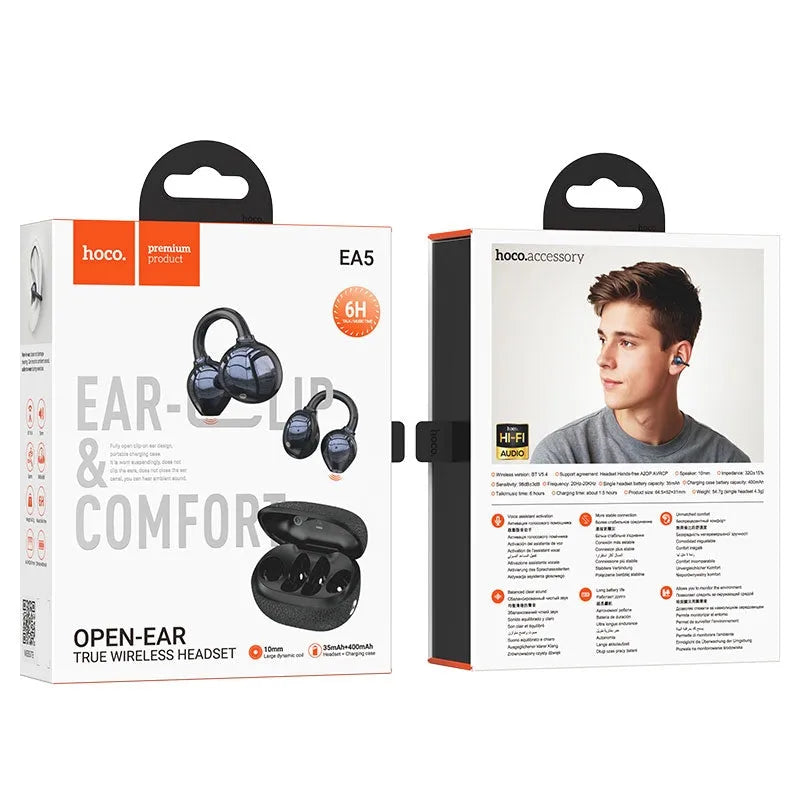 Hoco EA5 Duke Clip-on True Wireless BT Headset Black