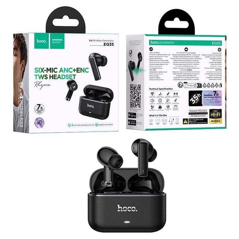 Hoco EQ35 Rhyme True Wireless ANC+ENC Six Microphones Noise Reduction BT Headset App Black