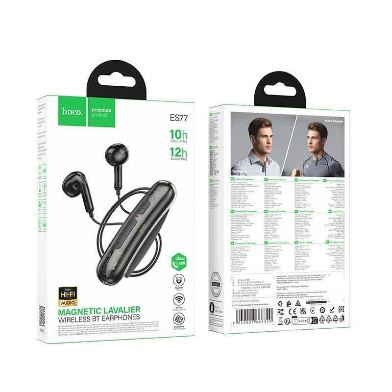 Hoco ES77 Graceful Lavalier BT Earphones Black