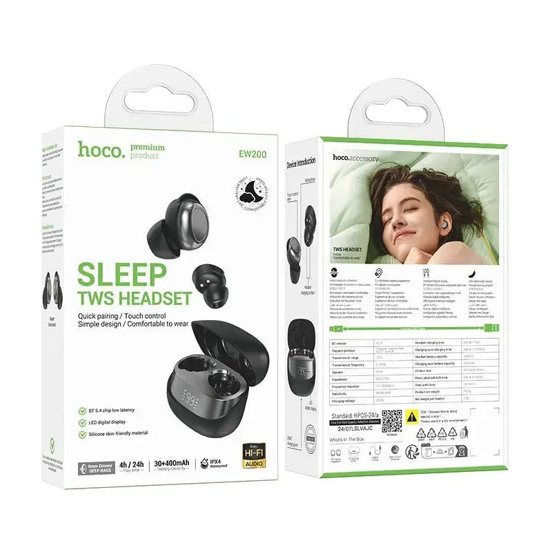 Hoco EW200 Elegant True Wireless Sleep BT Headset Black