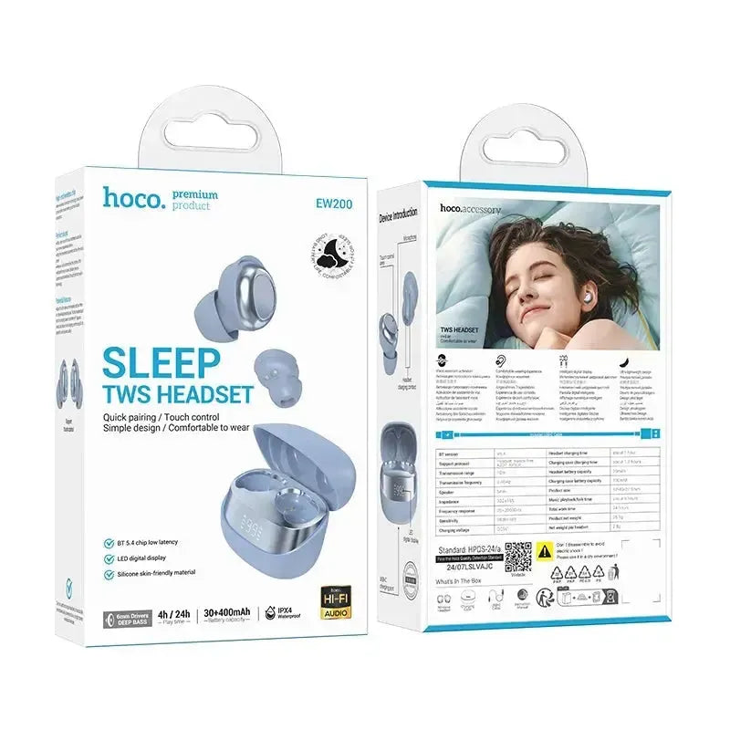 Hoco EW200 Elegant True Wireless Sleep BT Headset Blue