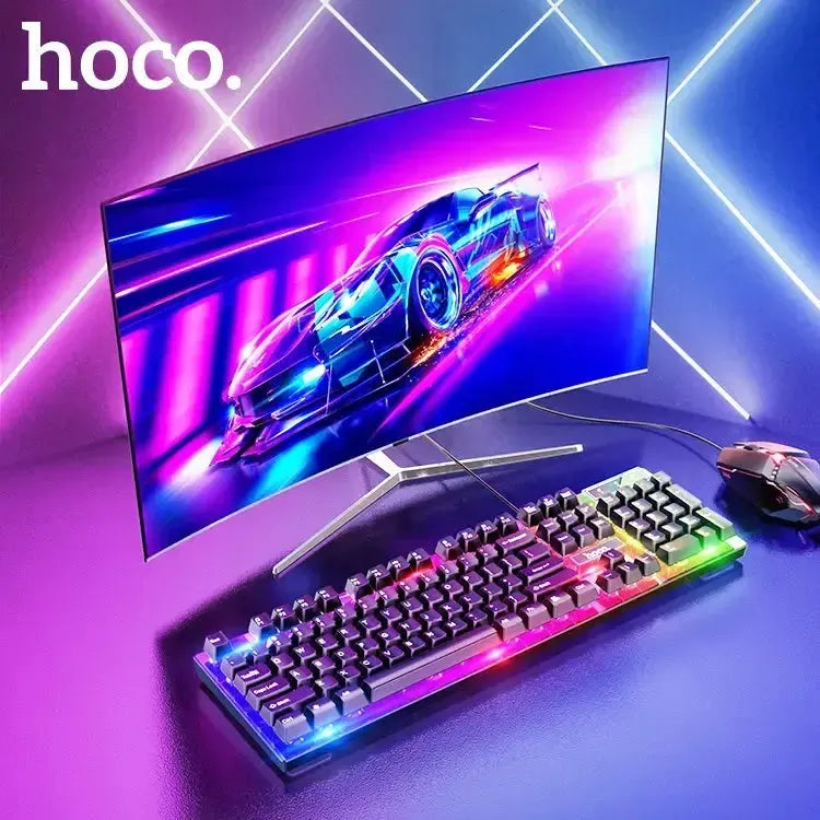 Hoco GM18 Luminous Gaming Keyboard And Mouse Set Black English Version