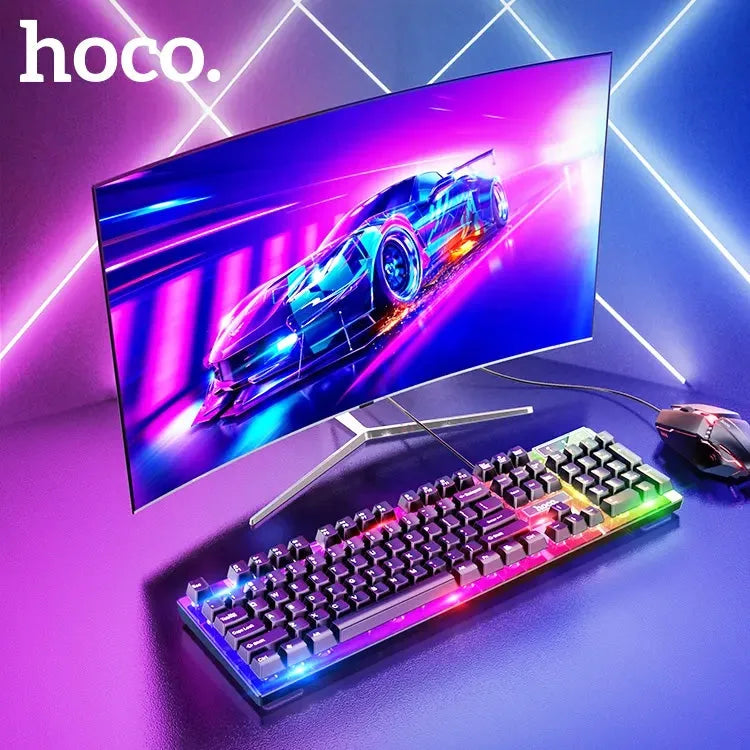 Hoco GM18 Luminous Gaming Keyboard And Mouse Set Black English Version