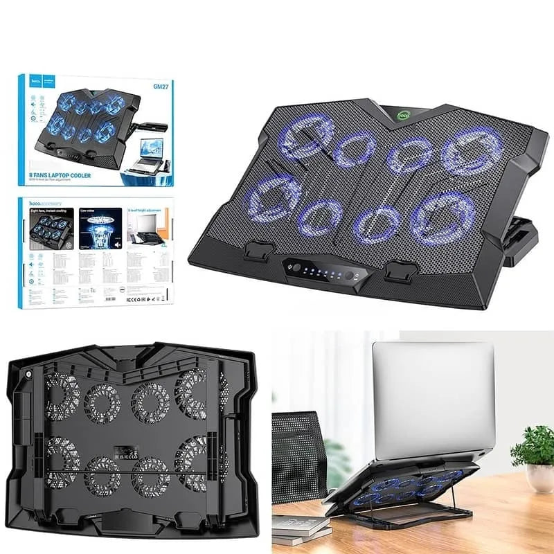 Hoco GM27 Adjustable 8 Fans Laptop Cooler Fan With Phone Stand