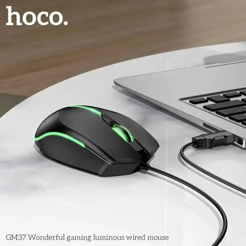 Hoco GM37 Wonderful Gaming Luminous Wired Mouse Black