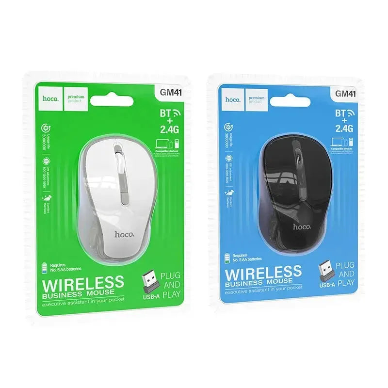 Hoco GM41 Exciting Dual-Mode BT+2.4G Business Wireless Mouse White
