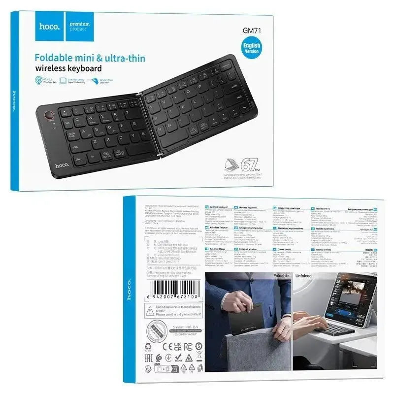 Hoco GM71 Proficient Mini Folding BT Wireless Keyboard Black