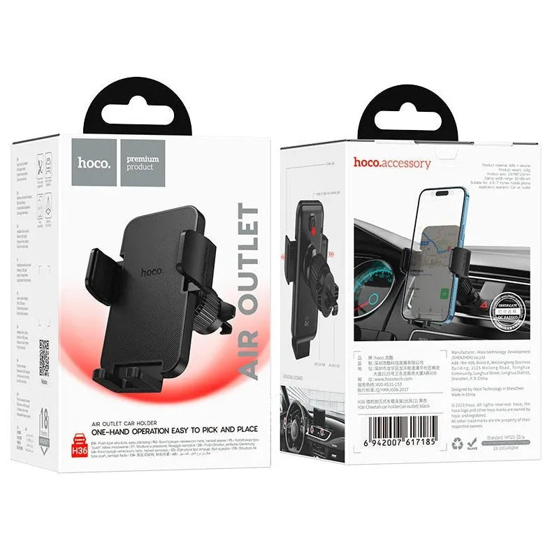 Hoco H36 Cheetah AirVent Hook Universal Car Holder Black