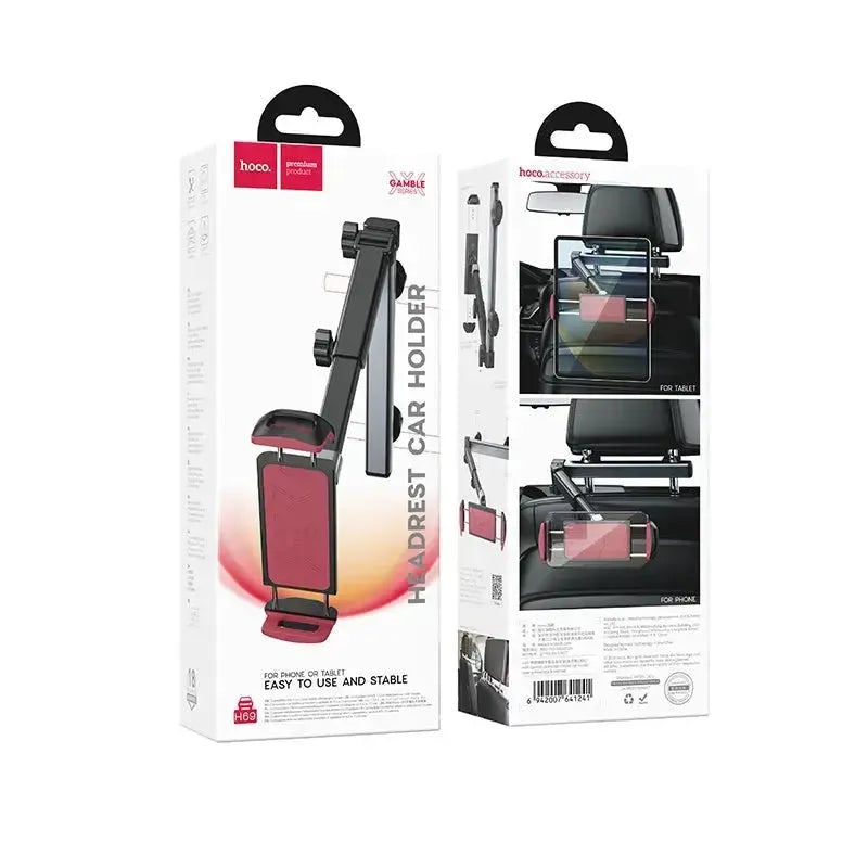 Hoco H69 Gamble Rear Seat Telescopic Tablet Car Holder Black & Red