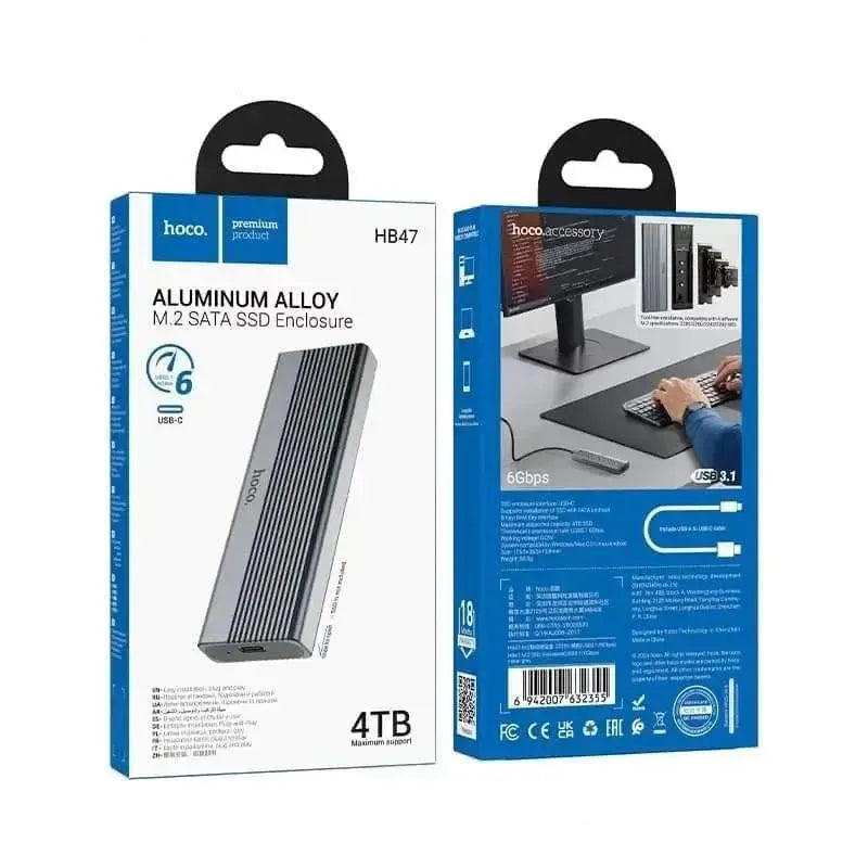 Hoco HB47 M.2 SSD Enclosure USB3.1/6Gbps Gray