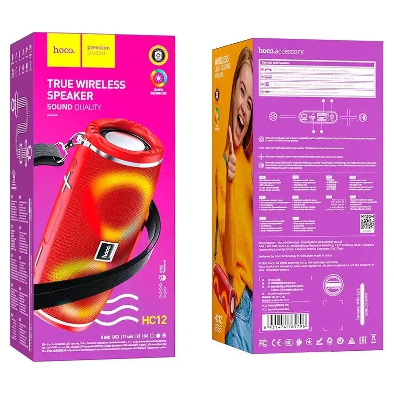 Hoco HC12 Heavy Bass Portable Drum Bluetooth Speaker Red