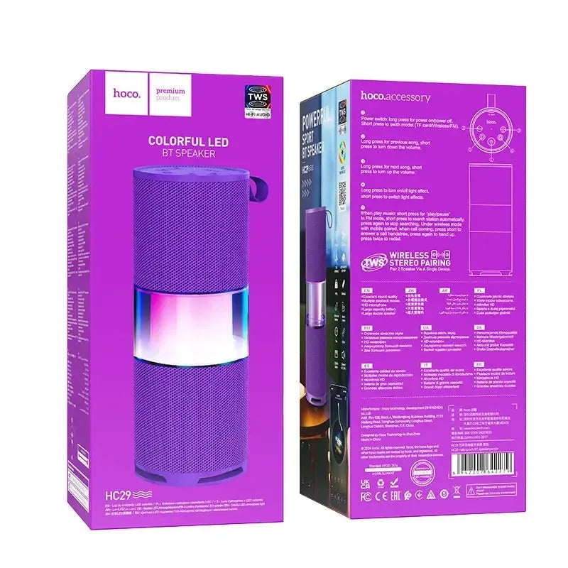 Hoco HC29 Halo RGB Sports BT Speaker 15W Army Purple
