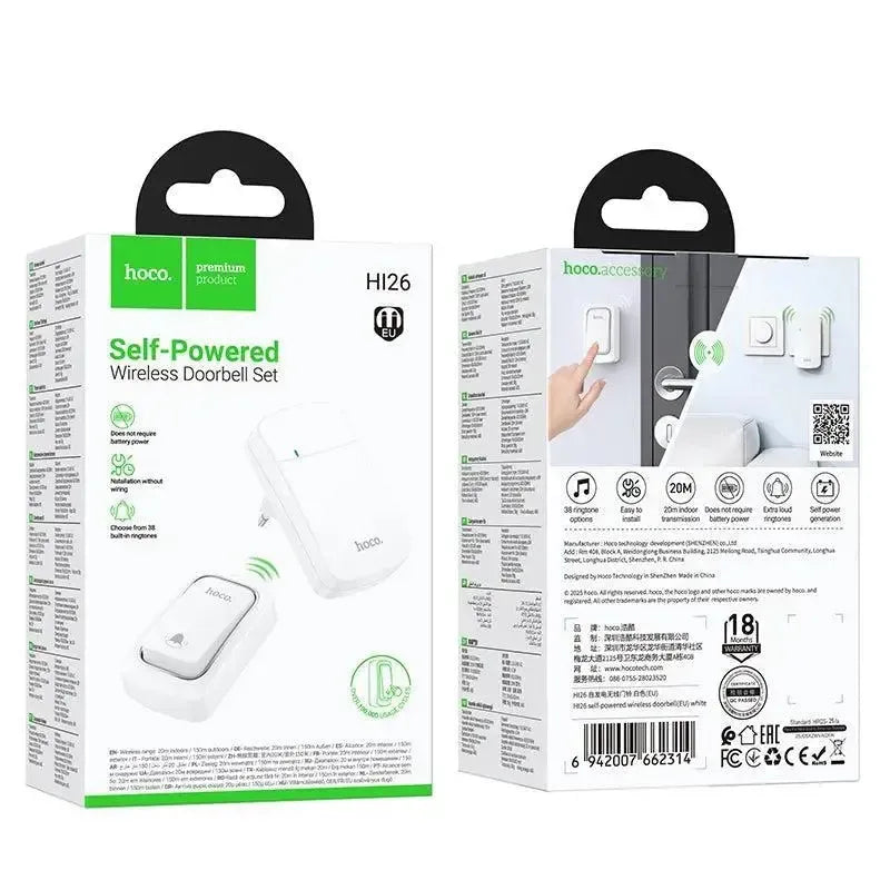 Hoco HI26 Self-Powered Wireless Doorbell White EU