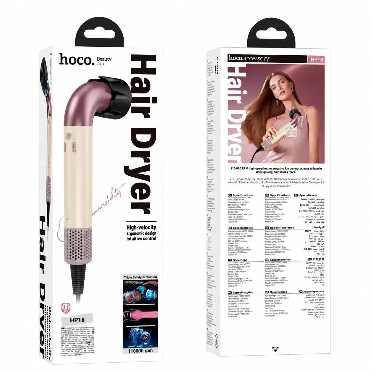 Hoco HP18 High-Speed 110000 RPM Hair Dryer Dawn Powder