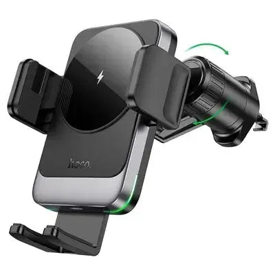 Hoco HW13 Speed Wireless Fast Charging Airvent Car Holder Metal Gray