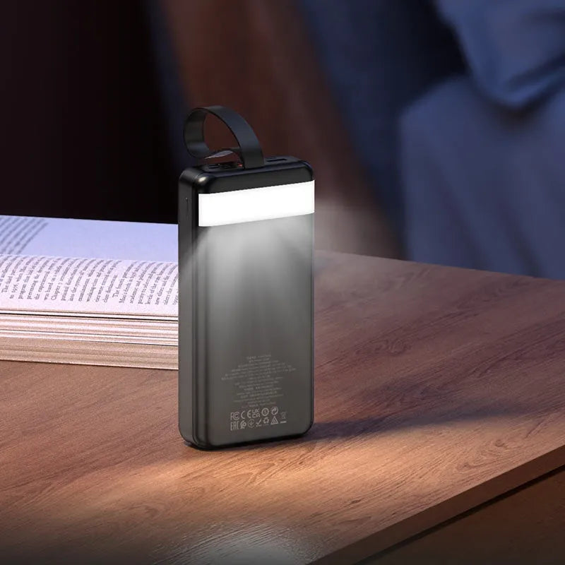 Hoco J123B 3 USB & Type-C Output PowerBank with Torch Light 22.5W+PD20W 30000mAh Black