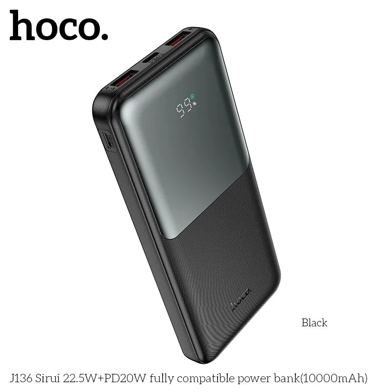 Hoco J136 Sirui Fully Compatible 22.5W+PD20W Power Bank 10000mAh Black