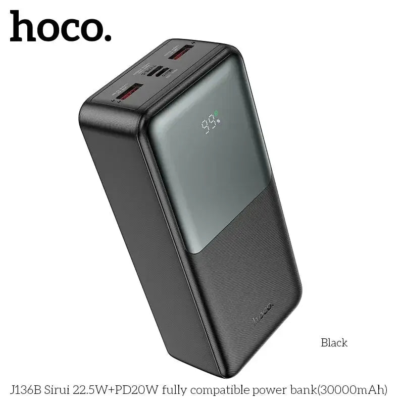 Hoco J136B Sirui 22.5W+PD20W Fully Compatible Power Bank 30000mAh Black