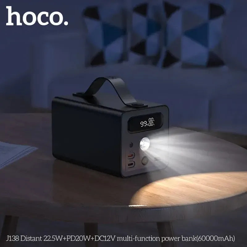 Hoco J138 Distant 22.5W+PD20W+DC12V Multi-Function Power Bank 60000mAh Black