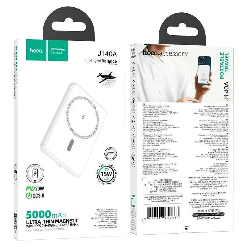 Hoco J140A Tony PD20W Magsafe Magnetic Power Bank 5000mAh 20W White