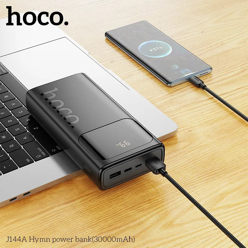 Hoco J144A Hymn Dual Output LED Digital Display Power Bank 30000mAh Black