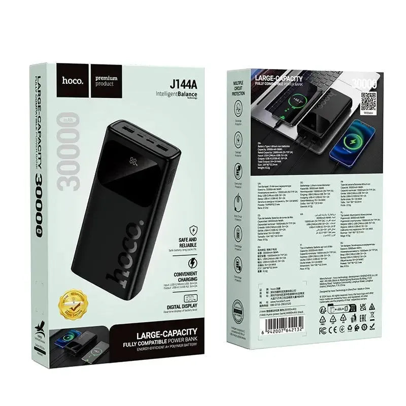 Hoco J144A Hymn Dual Output LED Digital Display Power Bank 30000mAh Black