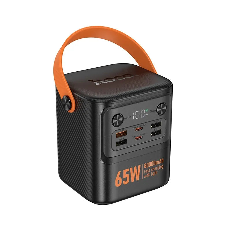 Hoco J152 Pro 6 OutPut Light Weight Power Bank 80000mAh PD65W Black