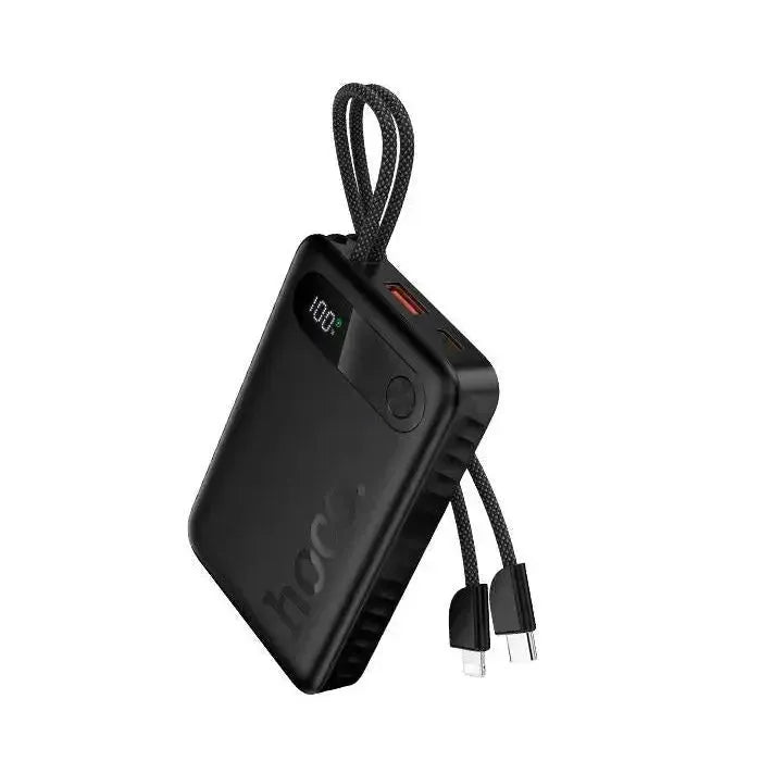 Hoco J171 Edge 22.5W PD 20W Power Bank With Type-C & Lightning Cables 10000mAh Black