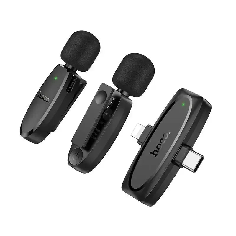 Hoco L15 Dual IP & Type-C Crystal Lavalier Wireless Digital Microphone Black