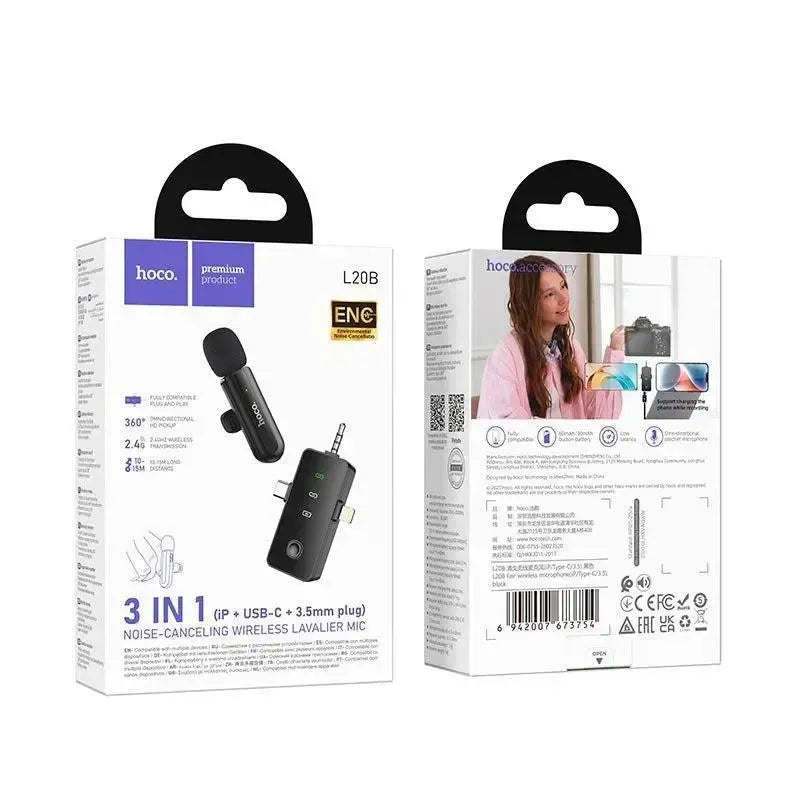 Hoco L20B Fair Wireless Microphone iP / Type-C / 3.5 Black