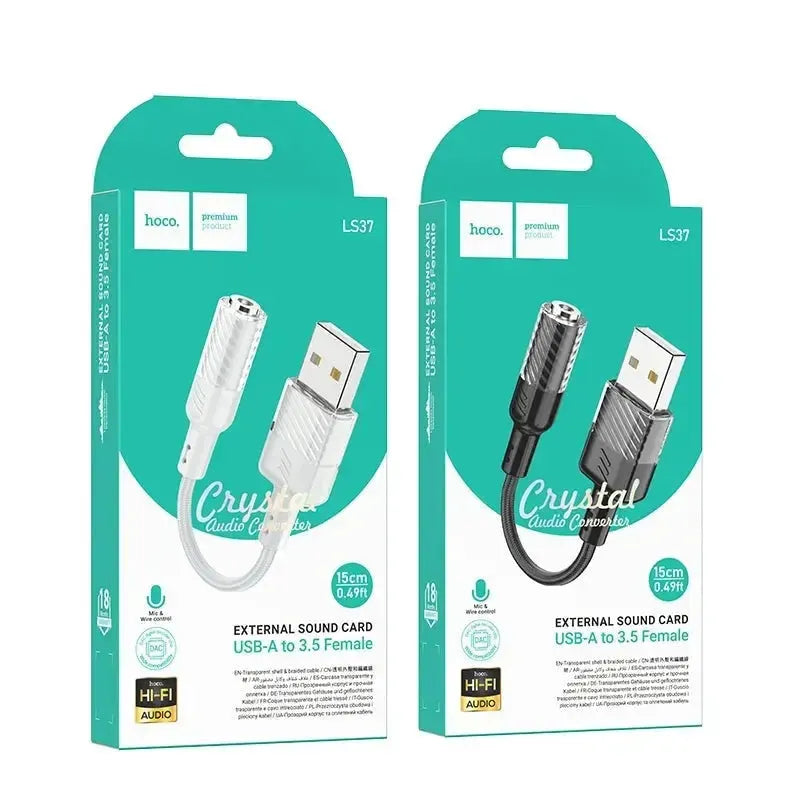Hoco LS37 Spirit USB to 3.5mm Transparent External Sound Card