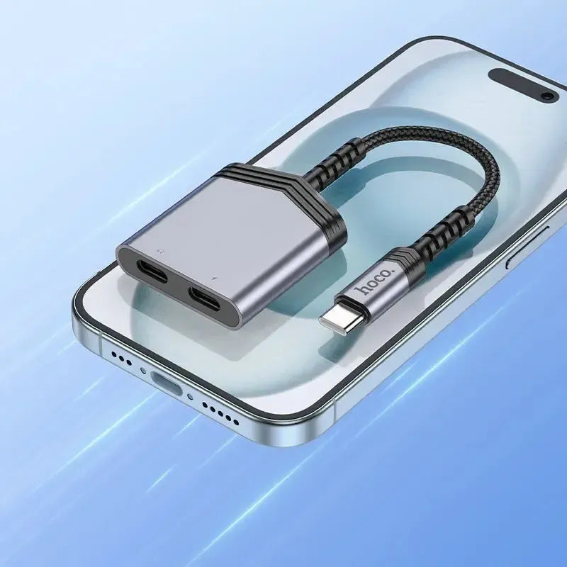 Hoco LS40 Type-C To Dual Type-C Digital Audio Converter Metal Gray